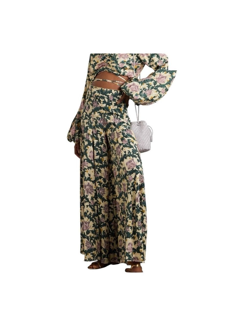 Agua by Agua Bendita Gaita Floral print Ecovero Blend Wide Leg Pants Size M